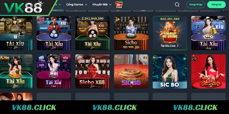 Cược Tài Xỉu Live chuyên nghiệp tại VK88 