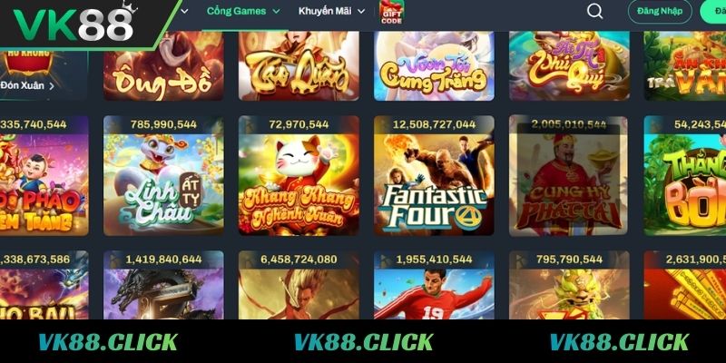 Điểm danh các điểm mạnh của kho game nổ hũ VK88 