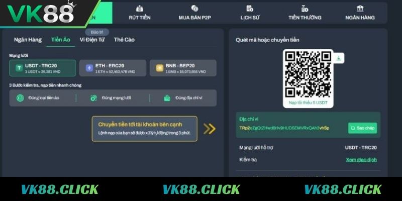 Những lưu ý quan trọng khi nạp tiền VK88