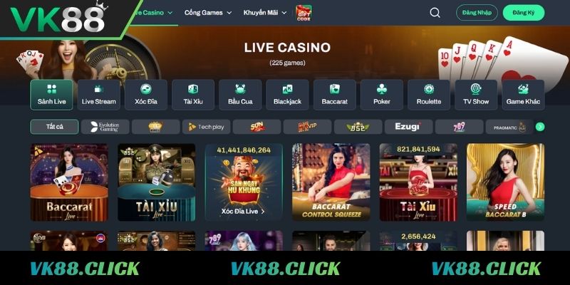 Tổng quan về hệ thống cược Live Casino VK88 