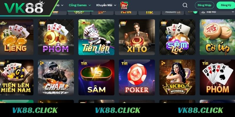  Tổng quan về kho game bài VK88 hấp dẫn 